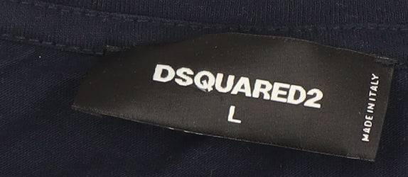 Dsquared2 Men's Blue T-Shirt L Crew Neck Logo