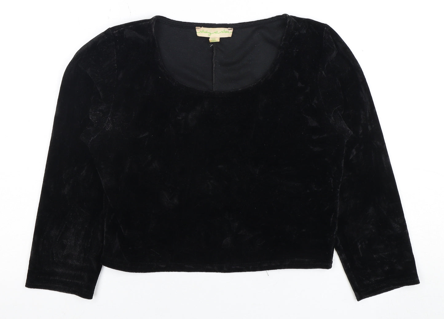 Staring at Stars Women's Black Velvet Top, L