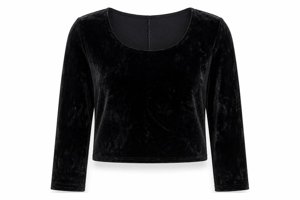 Front view of Staring at Stars Women's Black Velvet Top, L