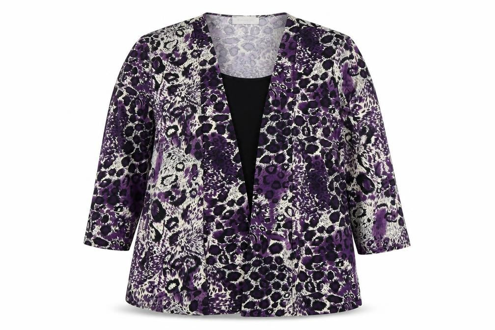 Front view of Bassini women’s multicoloured animal print top, size UK 20