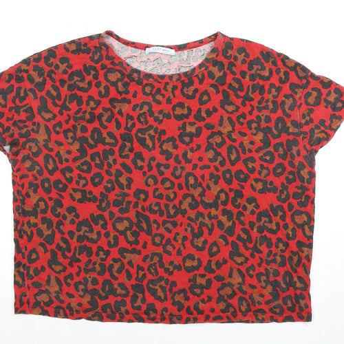 Zara Women's Multicoloured Animal Print T-Shirt Size 8