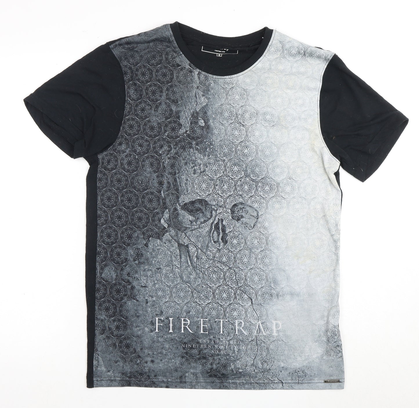 Firetrap Men's Black Skull Graphic T-Shirt, Size M