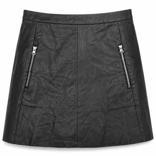 H&M Women's Black A-Line Skirt Size 8 with Zip Accents