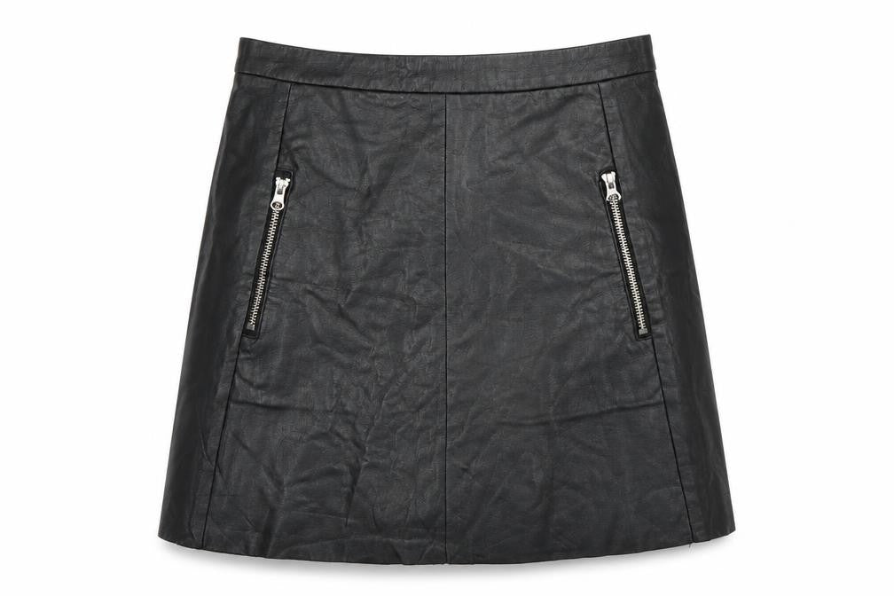 H&M Women's Black A-Line Skirt Size 8 with Zip Accents