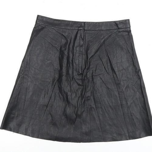 H&M Women's Black A-Line Skirt Size 8 with Zip Accents
