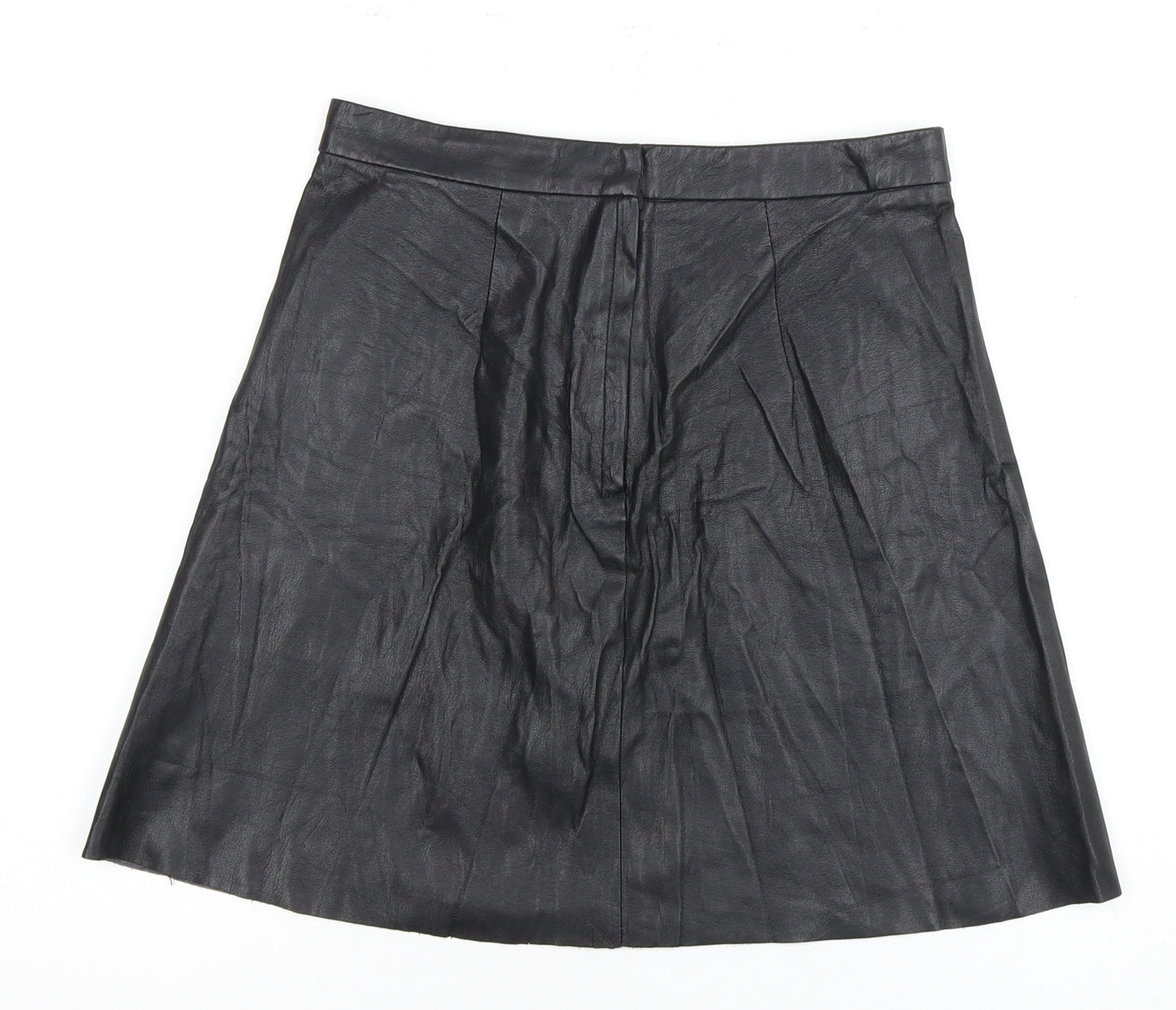 H&M Women's Black A-Line Skirt Size 8 with Zip Accents