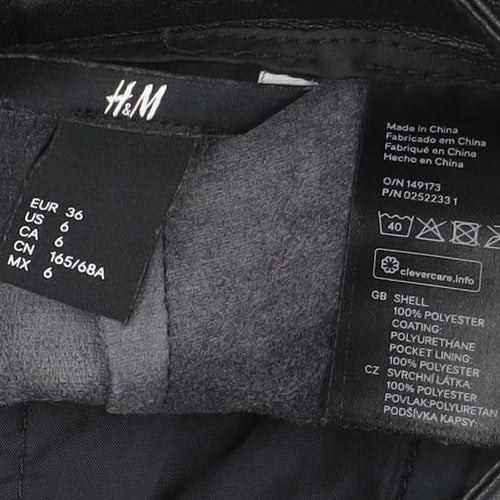 H&M Women's Black A-Line Skirt Size 8 with Zip Accents