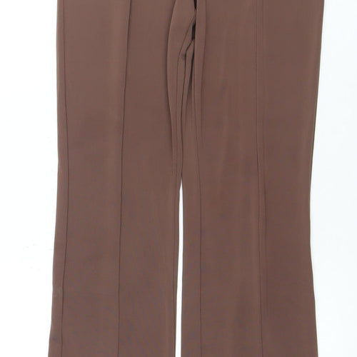 MNG Women's Brown Trousers S Regular Fit Straight