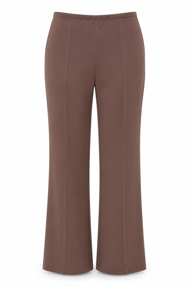 Front view of Mango Women's Brown Trousers S Regular Fit Straight