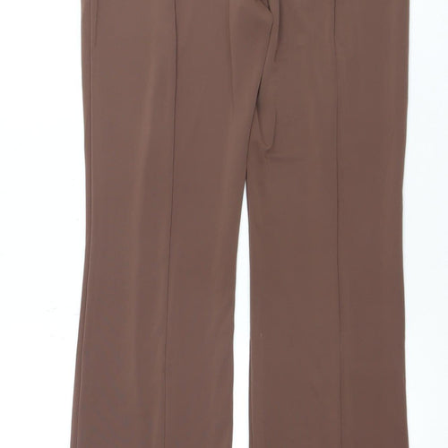 MNG Women's Brown Trousers S Regular Fit Straight