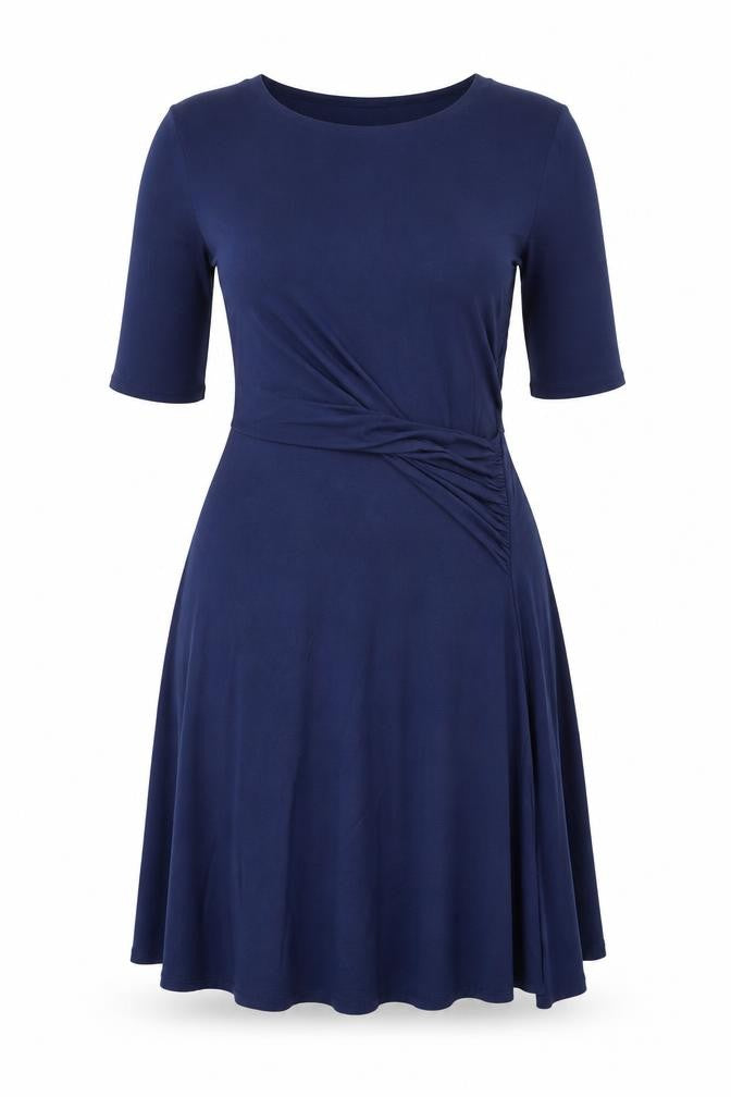 Front view of Frock and Frill Women's Blue Half Sleeve Dress