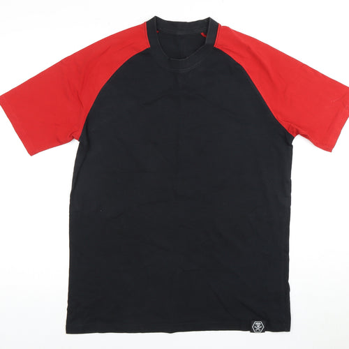 WORKWEAR Men's M Black Red Crew Neck T-Shirt
