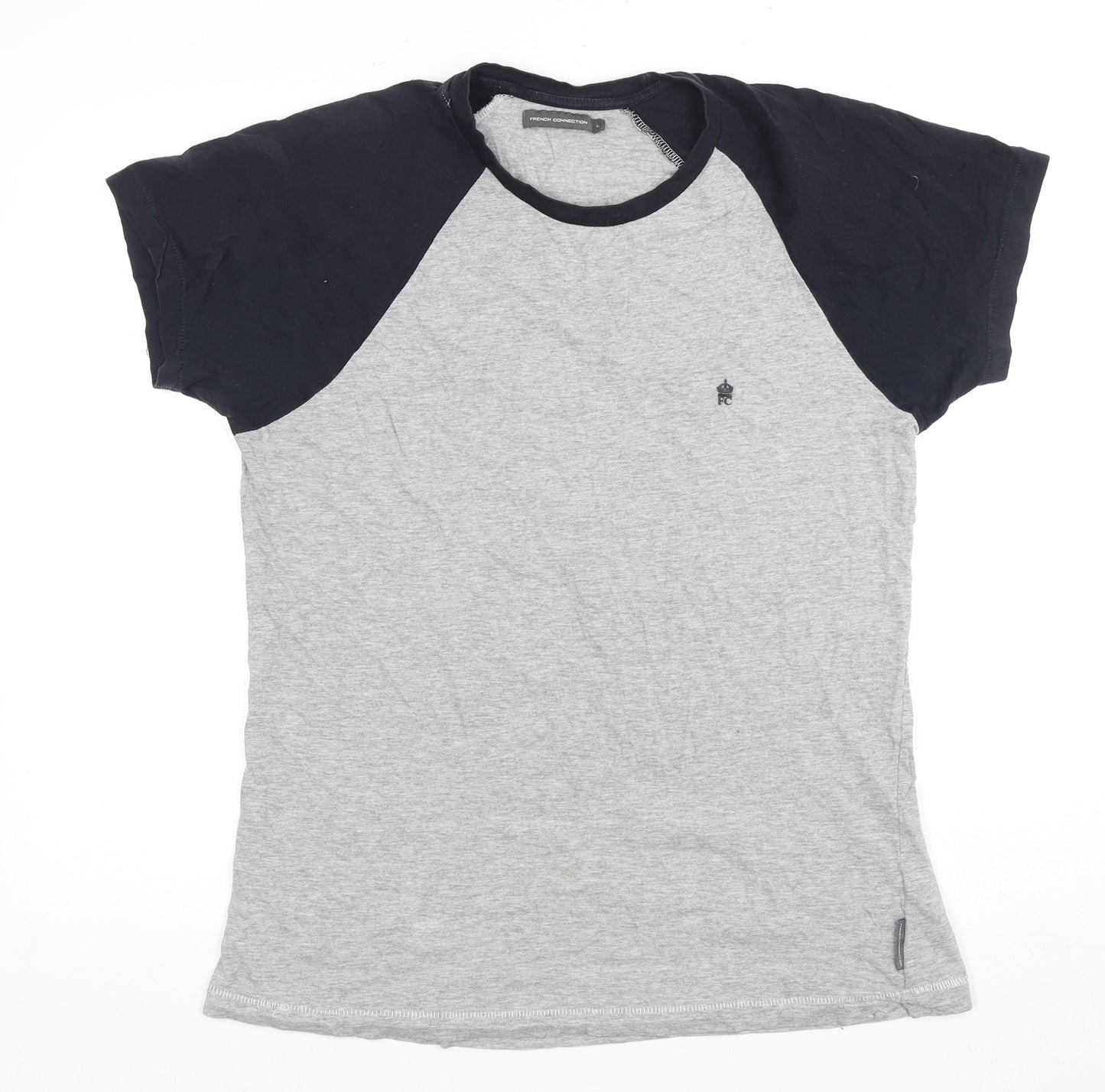 French Connection Men's Grey Black Large T-Shirt