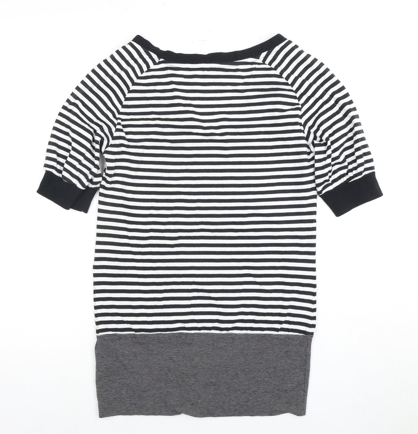 Adidas Women's Black/White Striped V-Neck T-Shirt Size 8