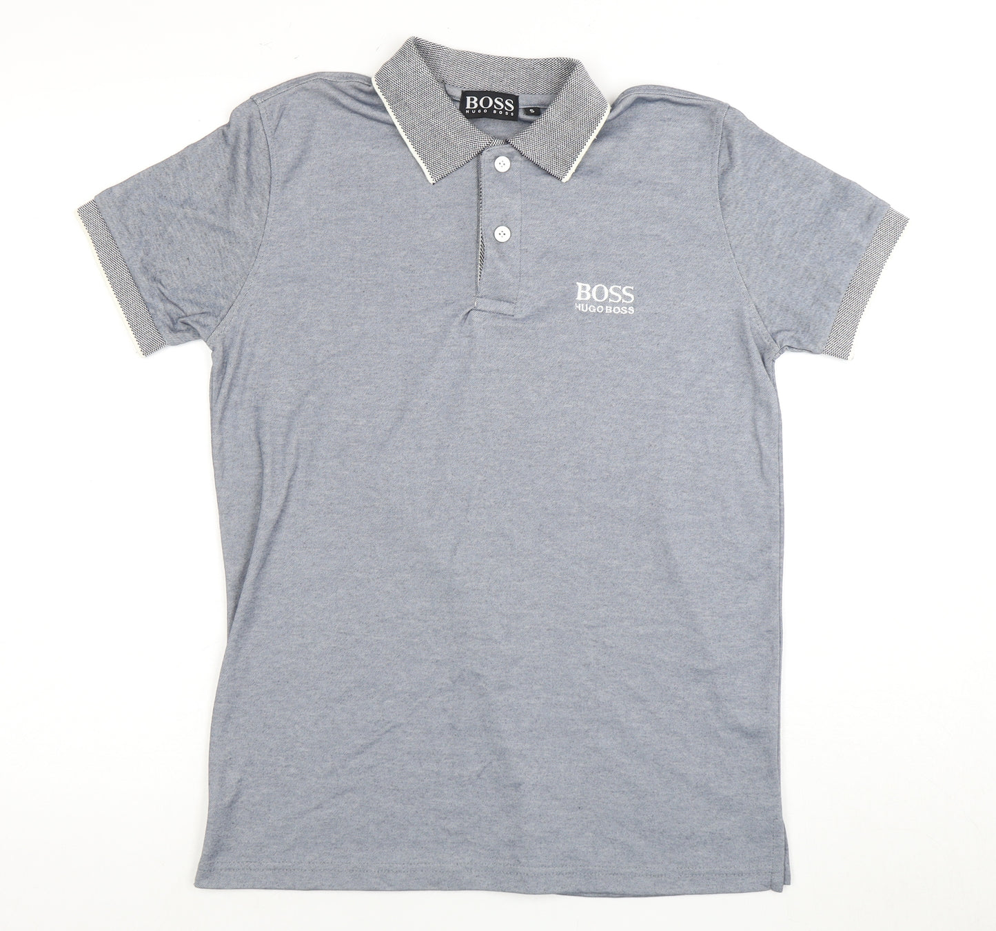 Hugo Boss Men's Grey Polo Shirt S with Button-Down Collar