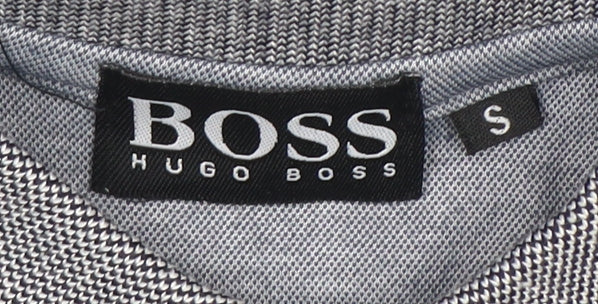 Hugo Boss Men's Grey Polo Shirt S with Button-Down Collar
