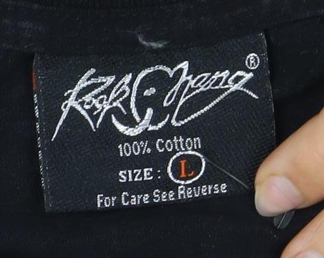 Men’s Black L T-Shirt - Angel Art Graphic Short Sleeve