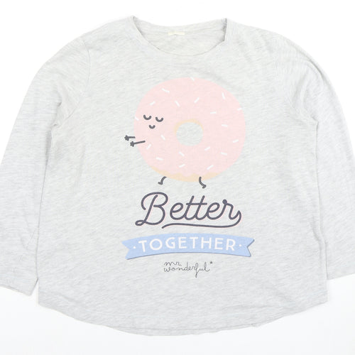 Oxyso Unisex Grey Cartoon T-Shirt - Medium, Casual