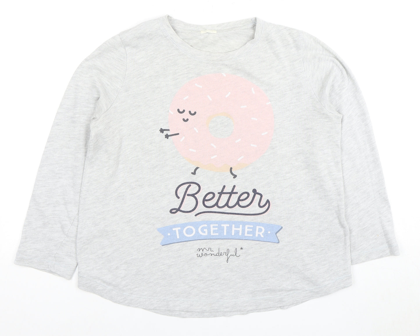 Oxyso Unisex Grey Cartoon T-Shirt - Medium, Casual