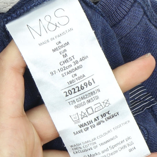 Marks and Spencer Men's Blue M Polo Long Sleeve