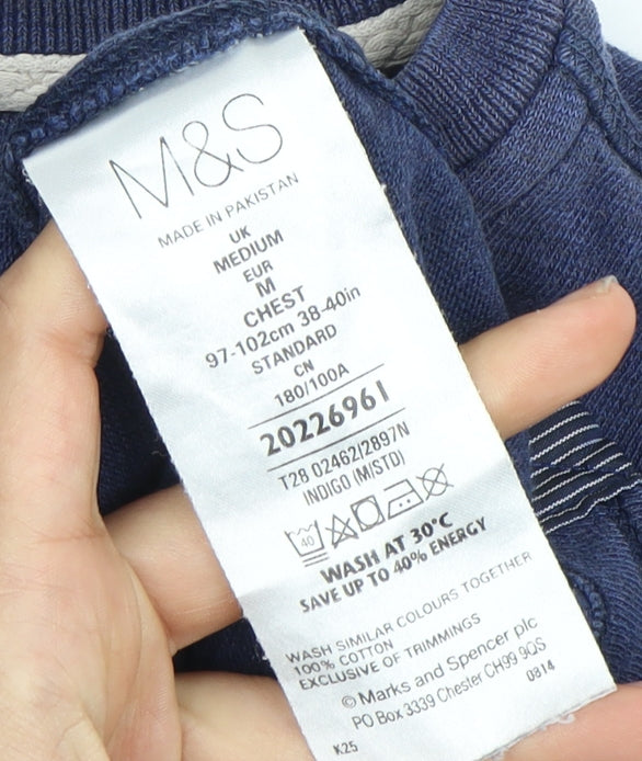 Marks and Spencer Men's Blue M Polo Long Sleeve