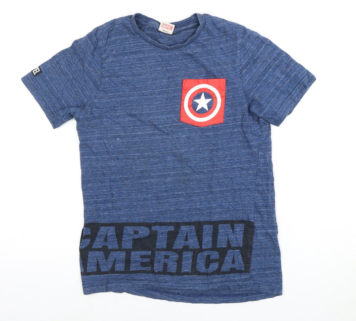 Marvel Boys Blue Captain America T-Shirt, 11-12 Years, Crew Neck