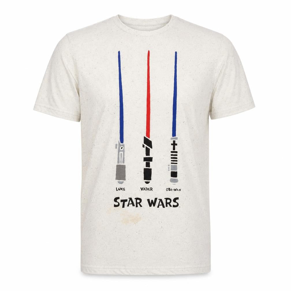 Star Wars Beige XL Jersey T-Shirt with Lightsaber Print