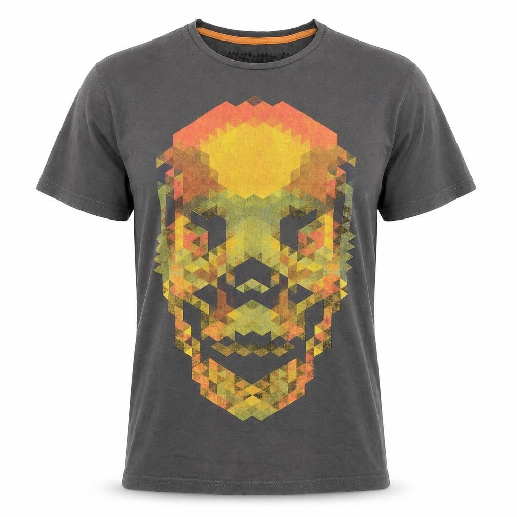 Front view of Bershka Men's Geometric Print T-Shirt, M Multicoloured