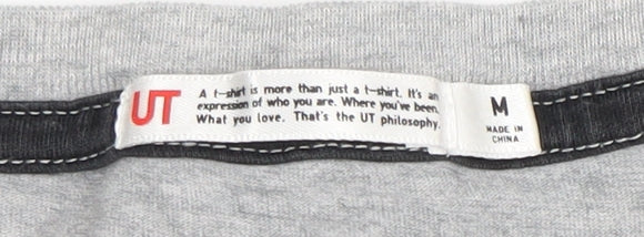 UT Men's Grey Anime T-Shirt, Medium, Cotton Graphic