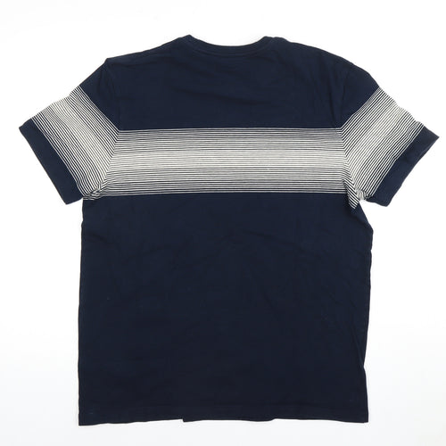 Marks and Spencer Men's Blue Striped T-Shirt, Size L