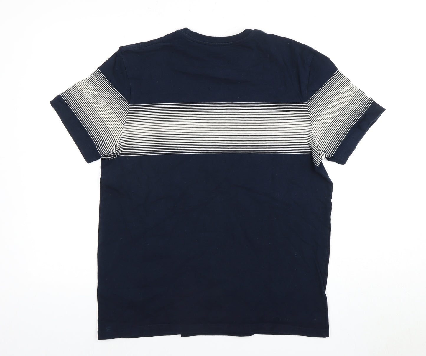 Marks and Spencer Men's Blue Striped T-Shirt, Size L