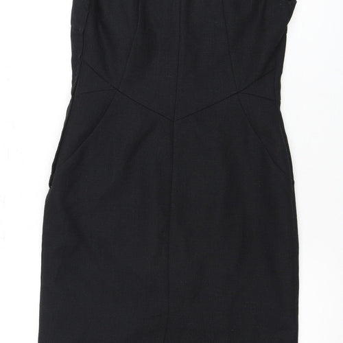 Next Women's Black Sheath Dress Size 8 V-Neck