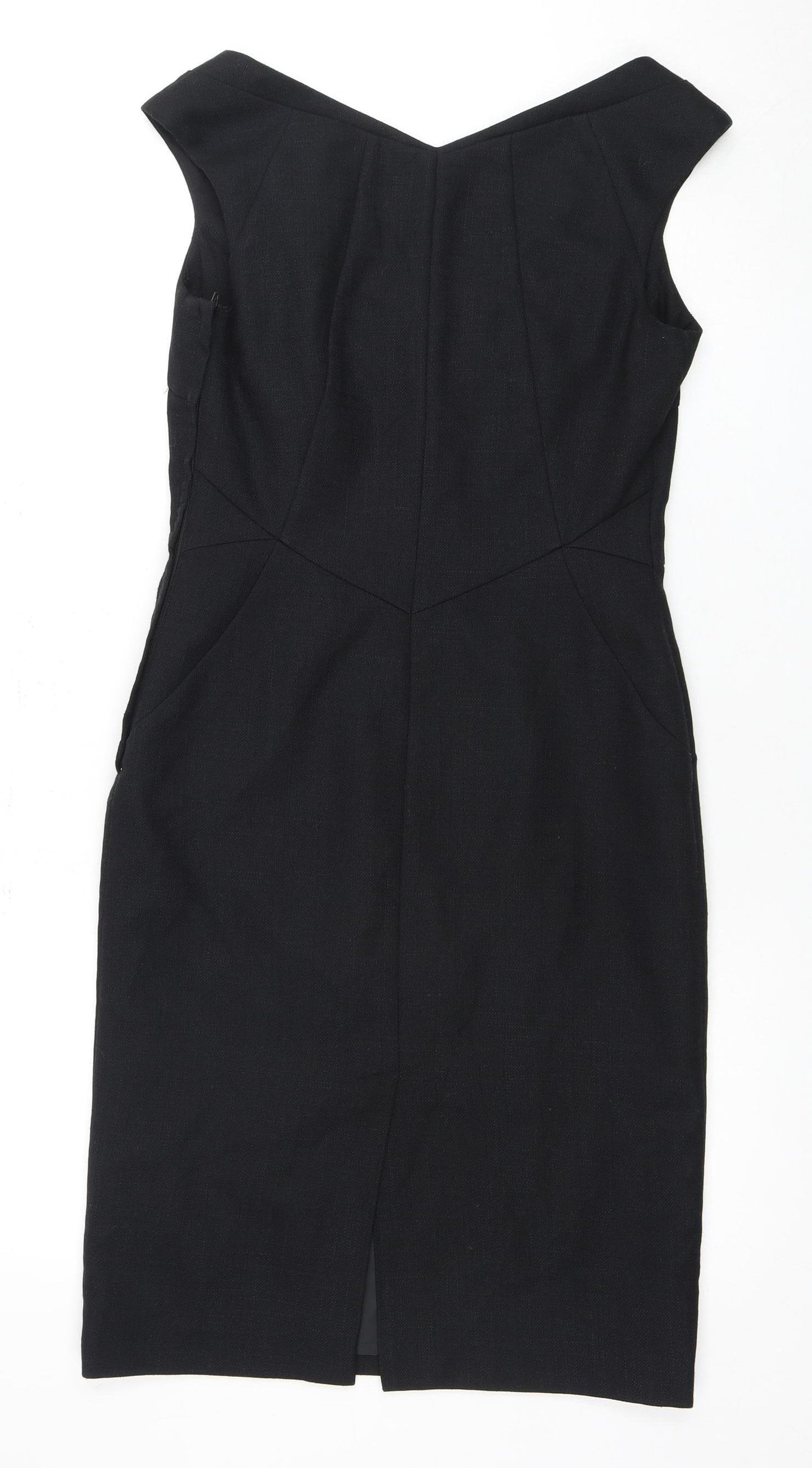 Next Women's Black Sheath Dress Size 8 V-Neck