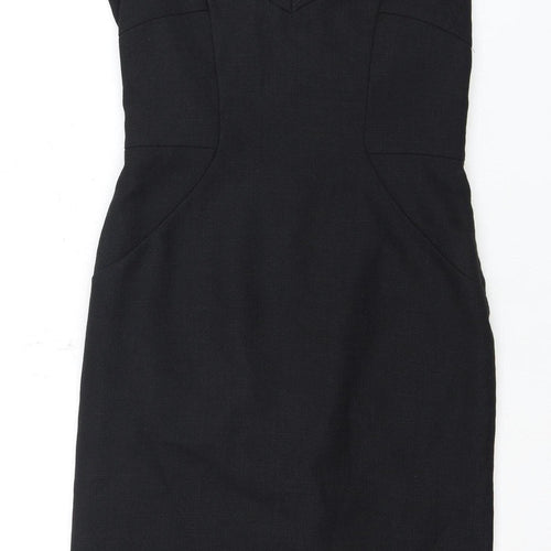 Next Women's Black Sheath Dress Size 8 V-Neck