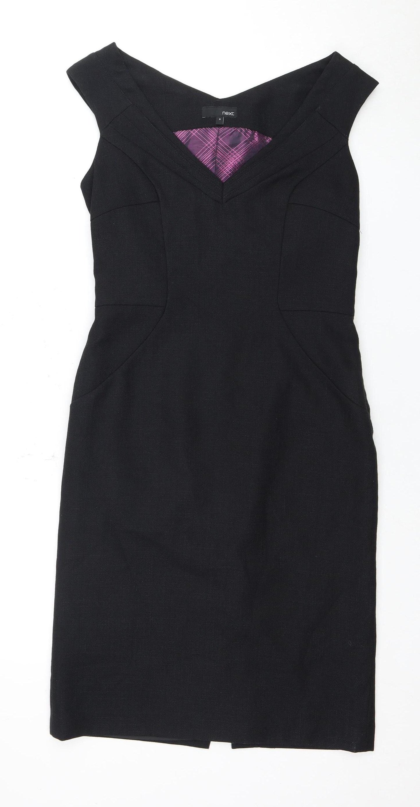 Next Women's Black Sheath Dress Size 8 V-Neck
