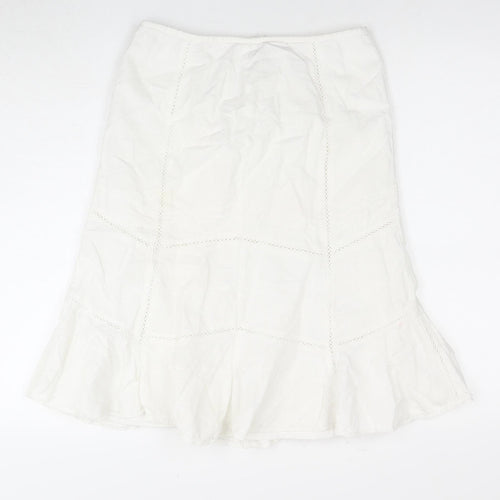 New Look Women's White Skirt Size 10 Linen Blend