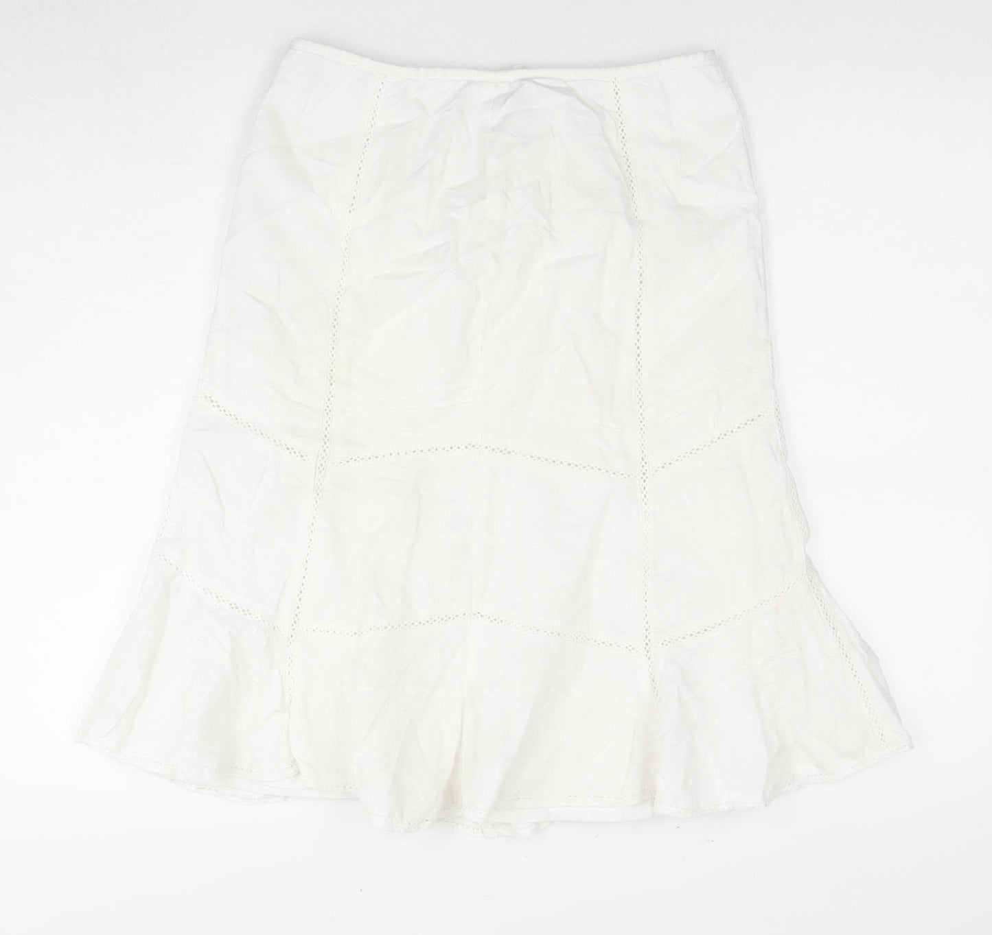 New Look Women's White Skirt Size 10 Linen Blend
