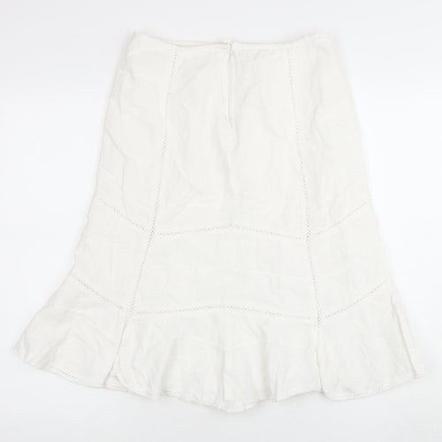 New Look Women's White Skirt Size 10 Linen Blend