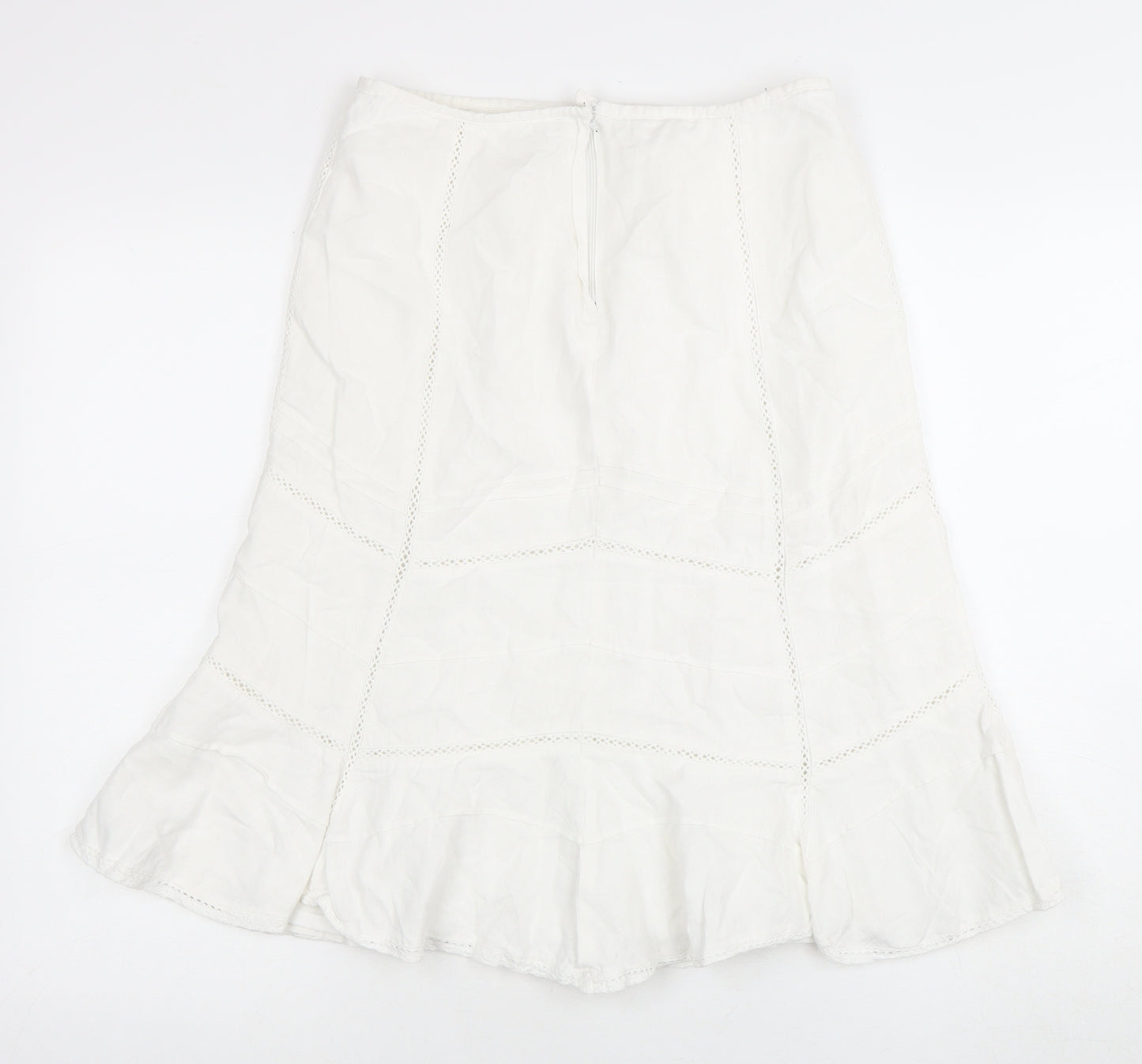 New Look Women's White Skirt Size 10 Linen Blend