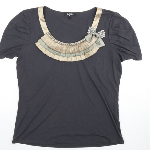 Per Una Women's Black Scoop Neck T-Shirt, Size 12
