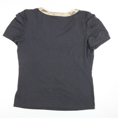 Per Una Women's Black Scoop Neck T-Shirt, Size 12