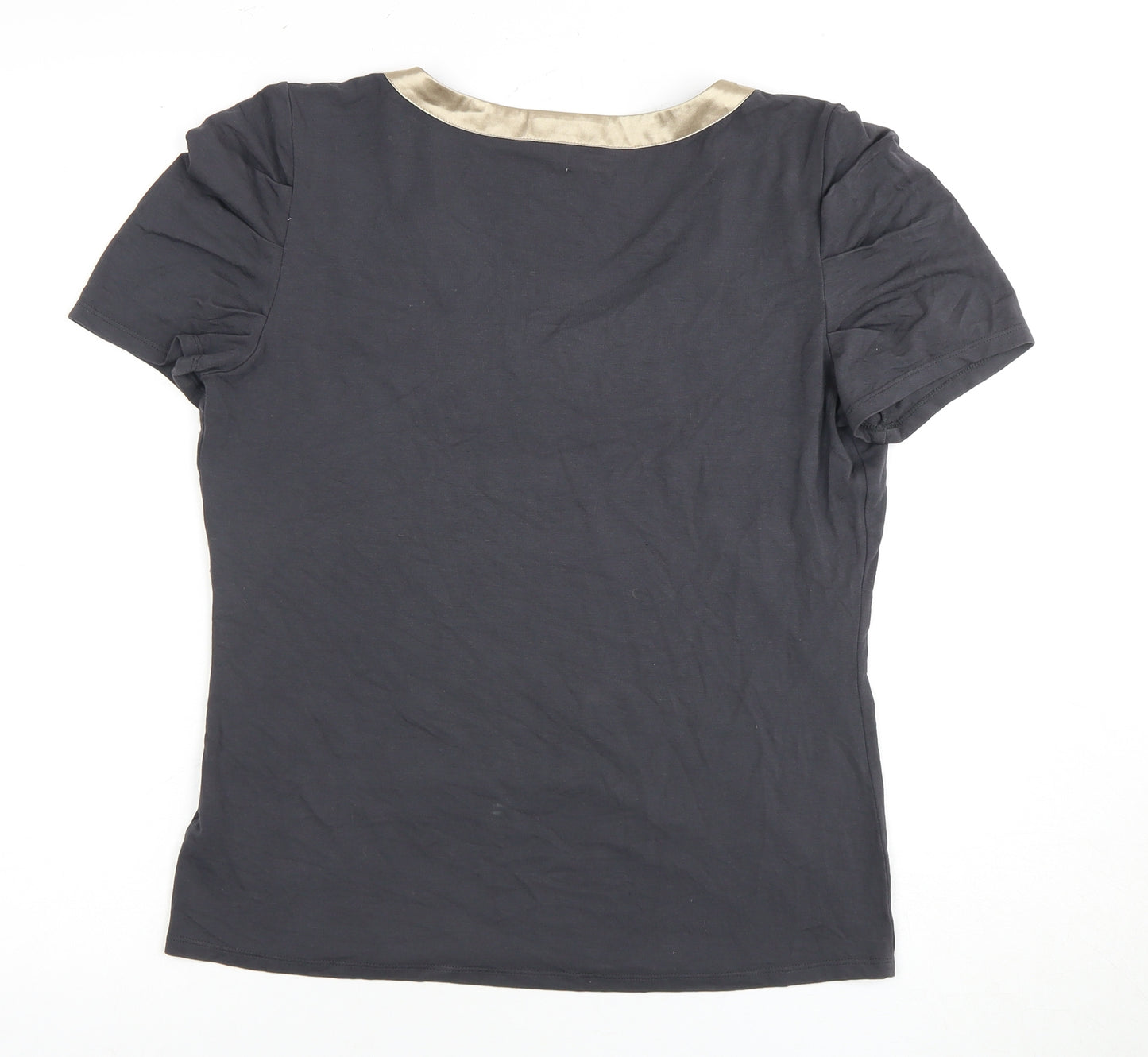 Per Una Women's Black Scoop Neck T-Shirt, Size 12