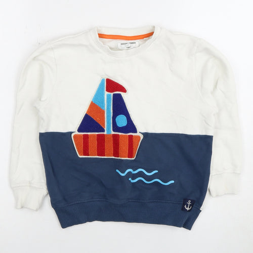 Next Boys Nautical Sweatshirt, White/Blue, 8-9 Years, Pullover