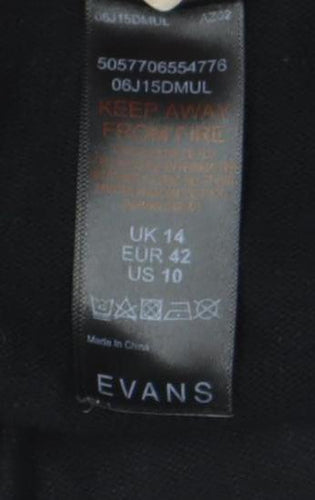 Evans Women's Black 3/4 Sleeve Jersey Top Size 14