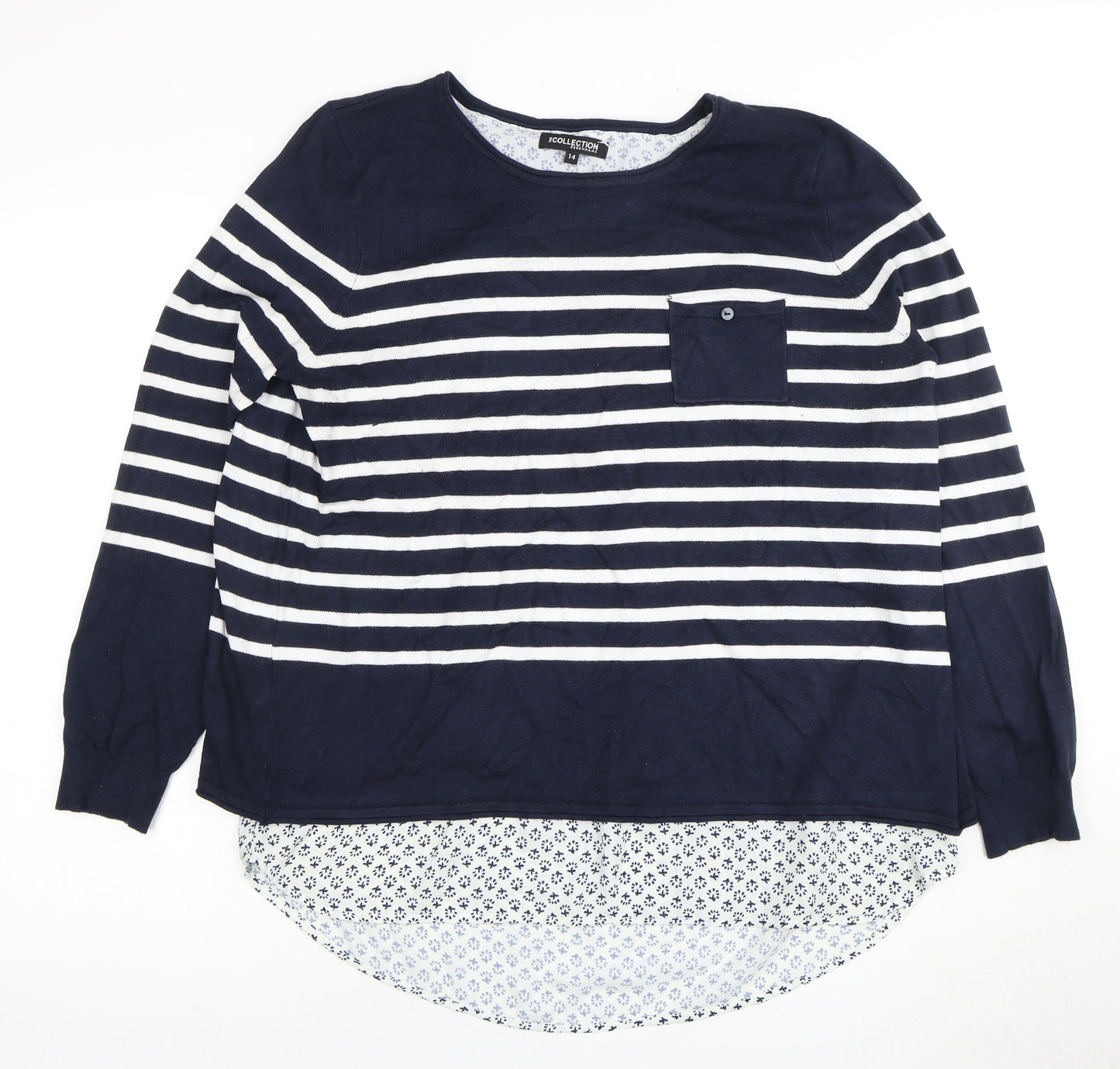 Debenhams Women's Blue Striped Blouse, Size 14