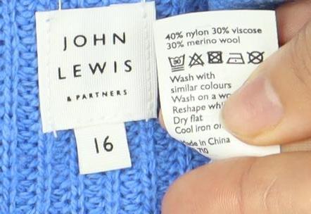 John Lewis Women's Blue Crew Neck Pullover Size 16
