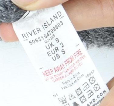 River Island Women's Grey Sequin Hooded Jumper S