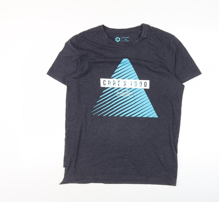 Jack & Jones Men's Grey 90s Graphic T-Shirt Size S