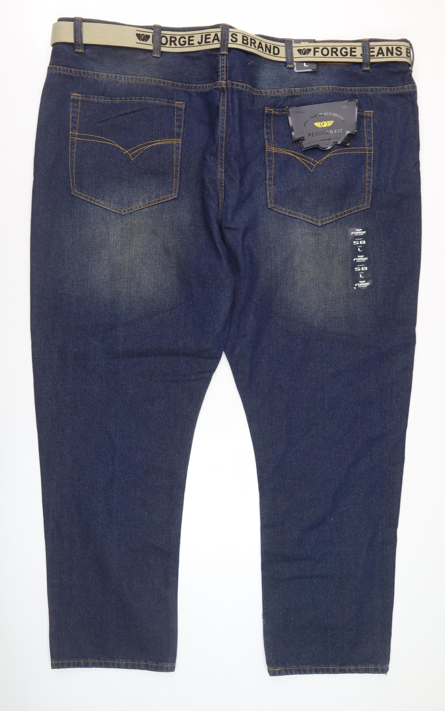 Forge Men's Blue Regular Fit Jeans, Size 58L