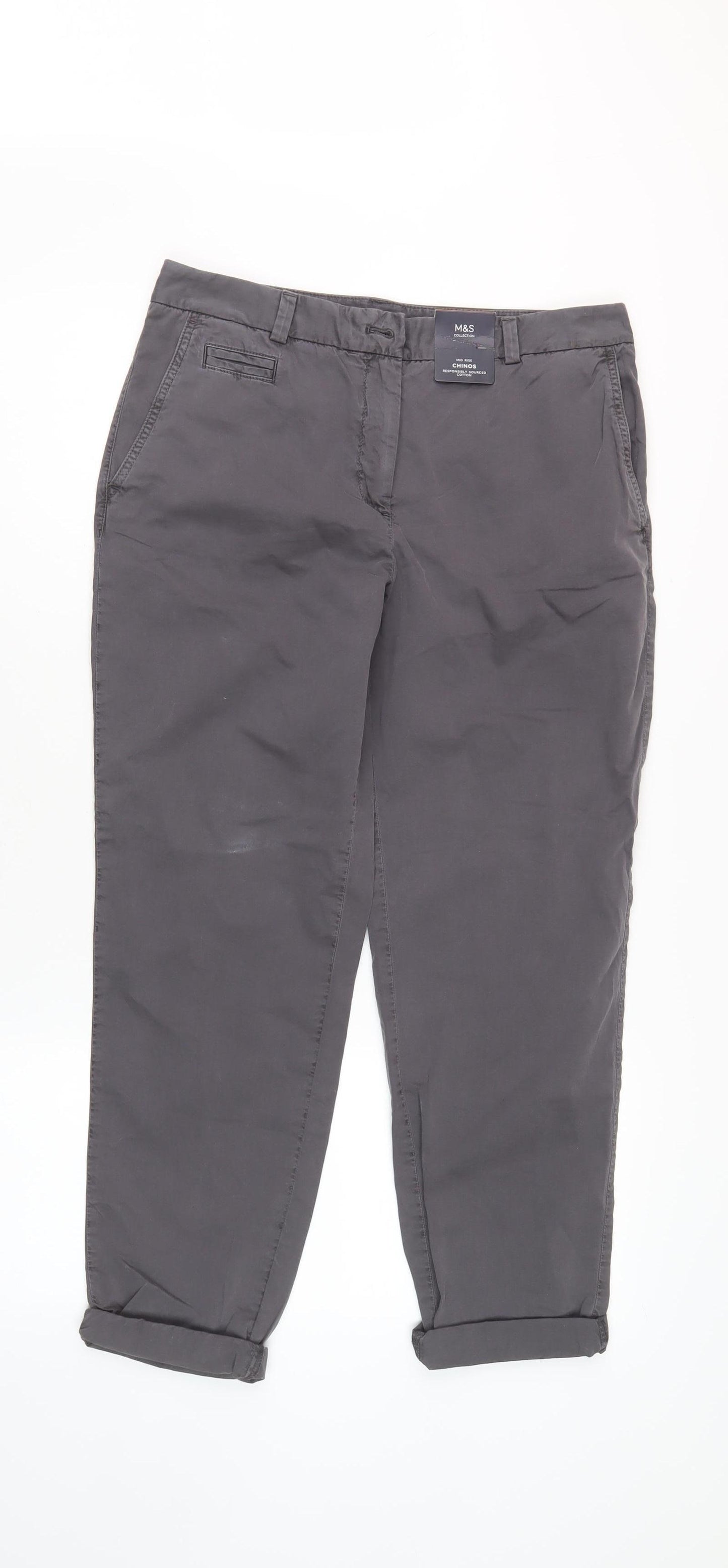 Marks and Spencer Women's Grey Size 10 Chino Trousers